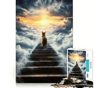 1000 Adult Pieces Jigsaw Puzzle Cat Ascending to Heaven Tight Cut Fun Thinking Skill Game Leisure Fun Time Birthday Activity (38x52cm)