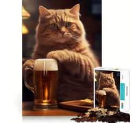 1000 Adult Pieces Jigsaw Puzzle Cat Beer Pub Drink Tight Cut Fun Thinking Skill Game Leisure Fun Time Birthday Activity (50x75cm)