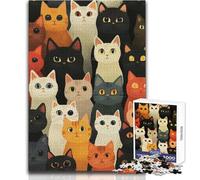 1000 Adult Pieces Jigsaw Puzzle Cat Crowd Illustration Great for Calm Leisure Moments Premium Die Cut Precision Toy Size 38x52cm