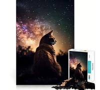 1000 Adult Pieces Jigsaw Puzzle Cat Galaxy Nature Animal Neat Fit Decor Mind Exercise Toy Casual Fun Time Christmas Fun Gift (38x26cm)