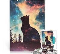 1000 Adult Pieces Jigsaw Puzzle Cat in the Galaxy für Lernspiel-Herausforderungsspielzeug Kunstwerk Geschenk52x38cm