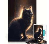 1000 Adult Pieces Jigsaw Puzzle Cat In The Shadows Tight Cut Fun Thinking Skill Game Leisure Fun Time Birthday Activity (50x75cm)