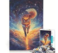 1000 Adult Pieces Jigsaw Puzzle Celestial Fox Running Through Starry Sky, Relax Games, Challenging To Complete, Wishlist with Santa Claus 38x52cm
