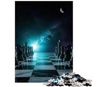 1000 Adult Pieces Jigsaw Puzzle Chess Game in Space Challenging To Complete Enhance Memory Brain Teaser Game Suitable for People Aged 14 And Above (38x26cm)