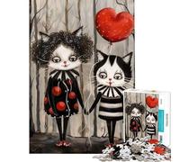 1000 Adult Pieces Jigsaw Puzzle Circus Clown Cats with A Red Balloon Challenging To Complete Perfect Decoration Fun Games Suitable for Ages 14 And Up (38x52cm)
