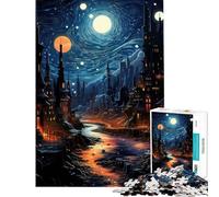 1000 Adult Pieces Jigsaw Puzzle City in A Black Hole Challenging To Complete Perfect Decoration Fun Games Suitable for Ages 14 And Up (38x26cm)