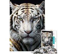 1000 Adult Pieces Jigsaw Puzzle Close Up of A White Tiger Brain Intelligence Challenge Addictive Toys Fun Games For Family Fun Art Work Gifts (size 38x26cm)