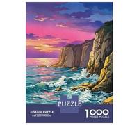 1000 Adult Pieces Jigsaw Puzzle Coastal Cliff Sunset Painting Jigsaws for Adults Toy Wall Decor Perfect Decoration Great Gift for Gaming 70x50cm/1000pcs