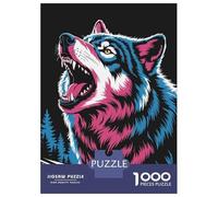 1000 Adult Pieces Jigsaw Puzzle Colorful Howling Wolf Illustration Adult Jigsaw Puzzle Relaxing Games Hand Speed Race Birthday Present, Gifts, 52x38cm/1000pcs