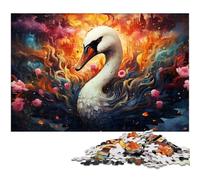 1000 Adult Pieces Jigsaw Puzzle Colorful Psychedelic Art Swan Educational Challenge Stress Reliever Difficult Challenge 1000pcs(38x26cm)