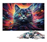 1000 Adult Pieces Jigsaw Puzzle Colorful Psychedelic Siamese Cat Educational Challenge Stress Reliever Difficult Challenge 1000pcs(75x50cm)
