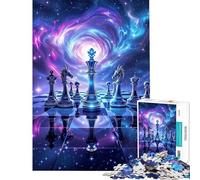 1000 Adult Pieces Jigsaw Puzzle Cosmic Chess Game in Space Fantasy Art Help The Brain Exercise Home Decoration Practical Game for Ages 14 And over (38x52cm)