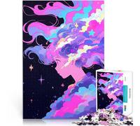 1000 Adult Pieces Jigsaw Puzzle Cosmic Hair Anime Girl Challenging Game and Family Play Great Gift for Games 26x38cm