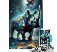 1000 Adult Pieces Jigsaw Puzzle Cosmic Rhino︰ Power Animal Art Brain Intelligence Challenge Addictive Toys Fun Games For Family Fun Art Work Gifts (size 50x75cm)