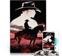 1000 Adult Pieces Jigsaw Puzzle Cowboy Double Exposure Silhouette Lernspielzeug Tolle Geschenke und Spielzeuge52x38cm