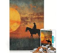 1000 Adult Pieces Jigsaw Puzzle Cowboy in The Desert, Educational Game, Difficult And Challenge, Christmas Birthday Gifts 38x52cm