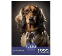 1000 Adult Pieces Jigsaw Puzzle Cream Dachshund Mafia Boss Adult Jigsaw Puzzle Brain Teaser Game Birthday Present Challenging To Complete 52x38cm/1000pcs