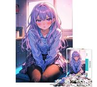 1000 Adult Pieces Jigsaw Puzzle Cute Anime Girl in Trouble Brain Intelligence Challenge Addictive Toys Fun Games For Family Fun Art Work Gifts (size 38x52cm)