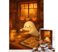 1000 Adult Pieces Jigsaw Puzzle Cute Ghost Baking Halloween Cookies Educational Toy Funny Gift Educational Games Artists' Collection, Fine Arts Size 38x52cm