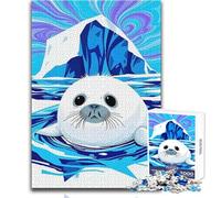 1000 Adult Pieces Jigsaw Puzzle Cute Harp Seal in Arctic Calm And Enjoyable Free Time Advanced Die Cut Precision Toy Size 50x75cm