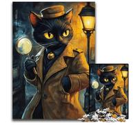 1000 Adult Pieces Jigsaw Puzzle Detective Cat Wooden Jigsaw Puzzles for Birthdays, Holidays, And Home Decor 50X75CM