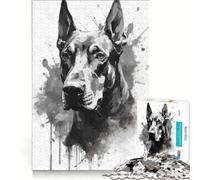 1000 Adult Pieces Jigsaw Puzzle Doberman Pinscher Portrait Impossible Game Stress Reliever Unique Birthday And Xmas Gifts 38x26cm