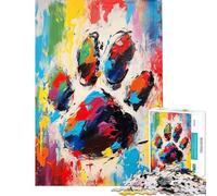 1000 Adult Pieces Jigsaw Puzzle Dog Paw Abstract Painting Challenging To Complete Home Art Decor Fun Games Suitable for Ages 14 And Up (50x75cm)