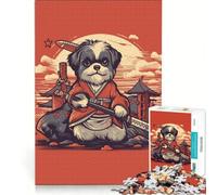 1000 Adult Pieces Jigsaw Puzzle Dog Samurai Japanese, Brain Teaser Game, Wall Decoration, Wishlist with Santa Claus 38x26cm
