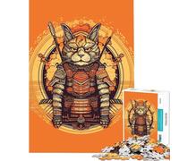 1000 Adult Pieces Jigsaw Puzzle Dog Samurai Japanese Help The Brain Exercise Home Decoration Practical Game for Ages 14 And over (38x52cm)