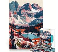 1000 Adult Pieces Jigsaw Puzzle Dolomites Mountain Lake Landscape Italy Perfect Cut Fun Focus Game Gift Peaceful Play Fun Birthday Hobby Gift (50x75cm)