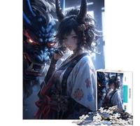1000 Adult Pieces Jigsaw Puzzle Dragon Demon Girl Brain Intelligence Challenge Addictive Toys Impossible Game Wall Decoration Great Gifts (Size 75x50cm)