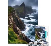 1000 Adult Pieces Jigsaw Puzzle Dramatic Coastal Cliffs Challenging To Complete Perfect Decoration Fun Games Suitable for Ages 14 And Up (38x26cm)