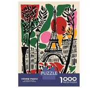 1000 Adult Pieces Jigsaw Puzzle Eiffel Tower Paris Art Jigsaws for Adults Toy Wall Decor Perfect Decoration Great Gift for Gaming 70x50cm/1000pcs