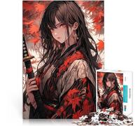 1000 Adult Pieces Jigsaw Puzzle Elegant samurai girl Herausforderndes Spielspielzeug mit passendem Poster und Quizblatt38x26cm