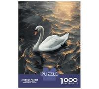 1000 Adult Pieces Jigsaw Puzzle Elegant Swan on Golden Water Puzzle for Adults Brain Teaser Game Improve Memory Gifts for Friends And Family 38x26cm/1000pcs