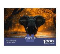 1000 Adult Pieces Jigsaw Puzzle Elephant in Water, Golden Light Puzzle for Adults Brain Teaser Game Improve Memory Gifts for Friends And Family 38x26cm/1000pcs