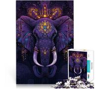 1000 Adult Pieces Jigsaw Puzzle elephant king art Family Game Stress Reliever Difficult Challenge with Matching Poster and Trivia Sheet 26x38cm