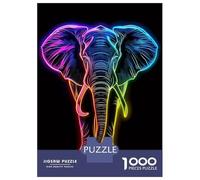 1000 Adult Pieces Jigsaw Puzzle Elephant Neon Animal Puzzle for Adults Brain Teaser Game Improve Memory Gifts for Friends And Family 38x26cm/1000pcs