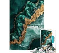 1000 Adult Pieces Jigsaw Puzzle Emerald And Gold Kintsugi Challenging To Complete Perfect Decoration Fun Games Suitable for Ages 14 And Up (38x26cm)