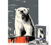 1000 Adult Pieces Jigsaw Puzzle Endangered Animals︰ The Frightened Polar Bear Educational Toy Funny Gift Educational Games Artists' Collection, Fine Arts Size 38x52cm