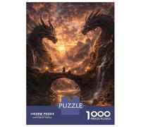 1000 Adult Pieces Jigsaw Puzzle Epic Dragon Bridge Fantasy Landscape Puzzle for Adults Brain Teaser Game Improve Memory Gifts for Friends And Family 38x26cm/1000pcs