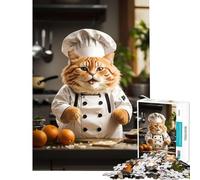 1000 Adult Pieces Jigsaw Puzzle Fat Cat Chef Fun Games for Educational Game Challenge Toy Great Gifts Difficult Challenge (Size 50x75cm)