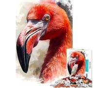1000 Adult Pieces Jigsaw Puzzle Flamingo Watercolor Educational Challenge A Work of Art Anti-Stress Toys for And 14 Years And over (38x52cm)