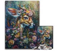 1000 Adult Pieces Jigsaw Puzzle Floral Deer Wooden Jigsaw Puzzles Educational Brain Teaser, Artistic Home & Office Decor, 14+ Age 50X75CM