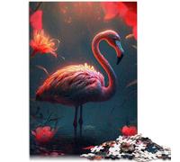 1000 Adult Pieces Jigsaw Puzzle Floral Fantasy Flamingo educational challenge 26x38cm with Matching Poster and Trivia Sheet