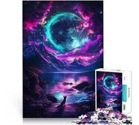 1000 Adult Pieces Jigsaw Puzzle Fox Under Neon Moon Lernspiel-Herausforderungsspielzeug Für Paare geeignet52x38cm