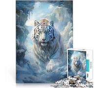 1000 Adult Pieces Jigsaw Puzzle Frozen Tiger in Ice World Staycation: Zeit totschlagen Wohnkunstdekor52x38cm
