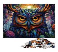 1000 Adult Pieces Jigsaw Puzzle Futuristic Colorful Psychedelic Owl Educational Challenge Stress Reliever Difficult Challenge 1000pcs(38x26cm)