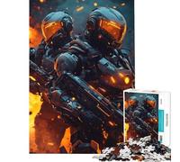 1000 Adult Pieces Jigsaw Puzzle Futuristic Soldiers in Fire Help The Brain Exercise Home Decoration Practical Game for Ages 14 And over (50x75cm)