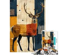 1000 Adult Pieces Jigsaw Puzzle Geometric Deer Art Help The Brain Exercise Home Decoration Practical Game for Ages 14 And over (50x75cm)